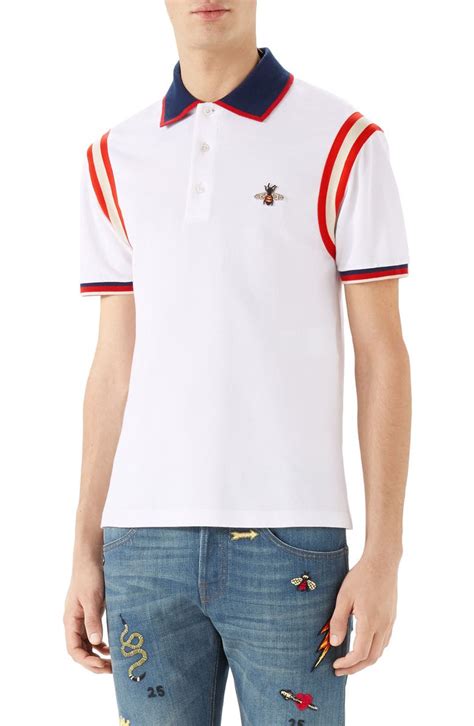 gucci bee stripe polo|authentic Gucci polo shirts.